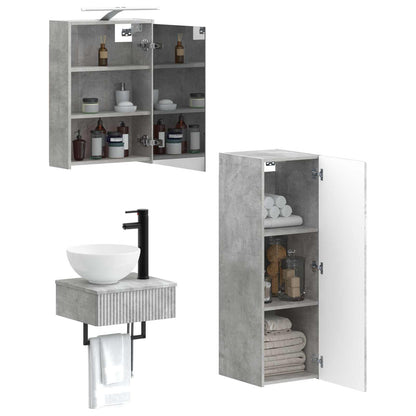 vidaXL Bathroom Cabinet Set 4 pcs Concrete Grey 43 x 16 x 62.5 cm