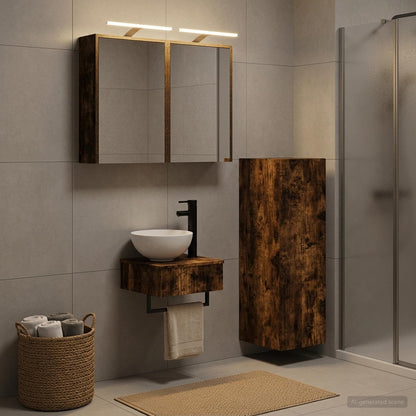 vidaXL Bathroom Cabinet Set 4 pcs Smoked Oak Engineered Wood