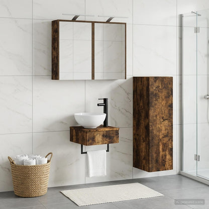 vidaXL Bathroom Cabinet Set 4 pcs Smoked Oak Engineered Wood