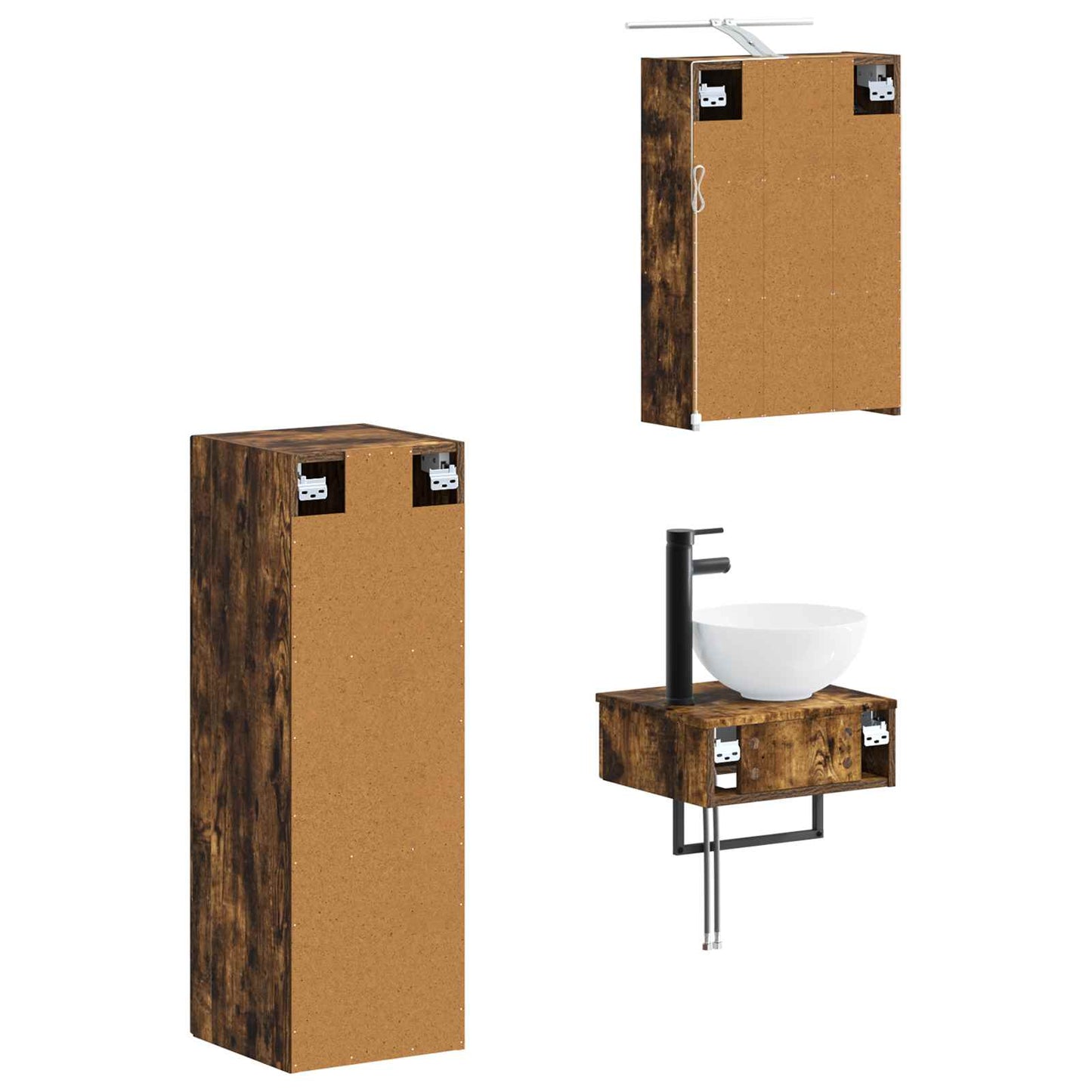 vidaXL Bathroom Cabinet Set 4 pcs Smoked Oak 43 x 16 x 62.5 cm