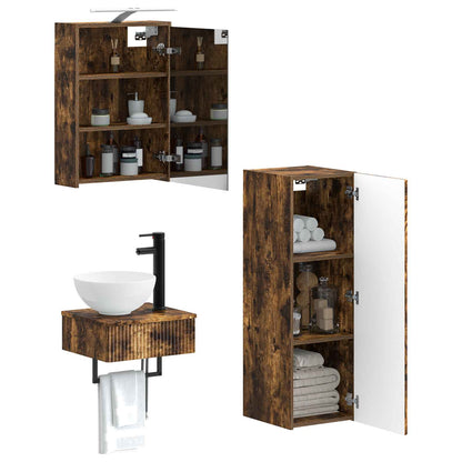 vidaXL Bathroom Cabinet Set 4 pcs Smoked Oak 43 x 16 x 62.5 cm