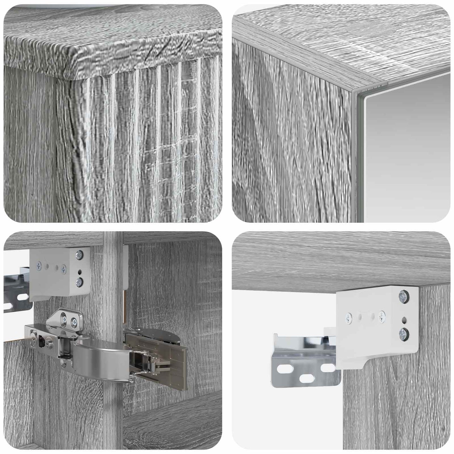 vidaXL Bathroom Cabinet Set 4 pcs Grey Sonoma 43 x 16 x 62.5 cm