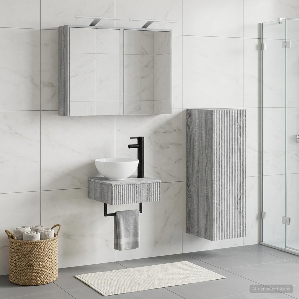 vidaXL Bathroom Cabinet Set 4 pcs Grey Sonoma Engineered Wood