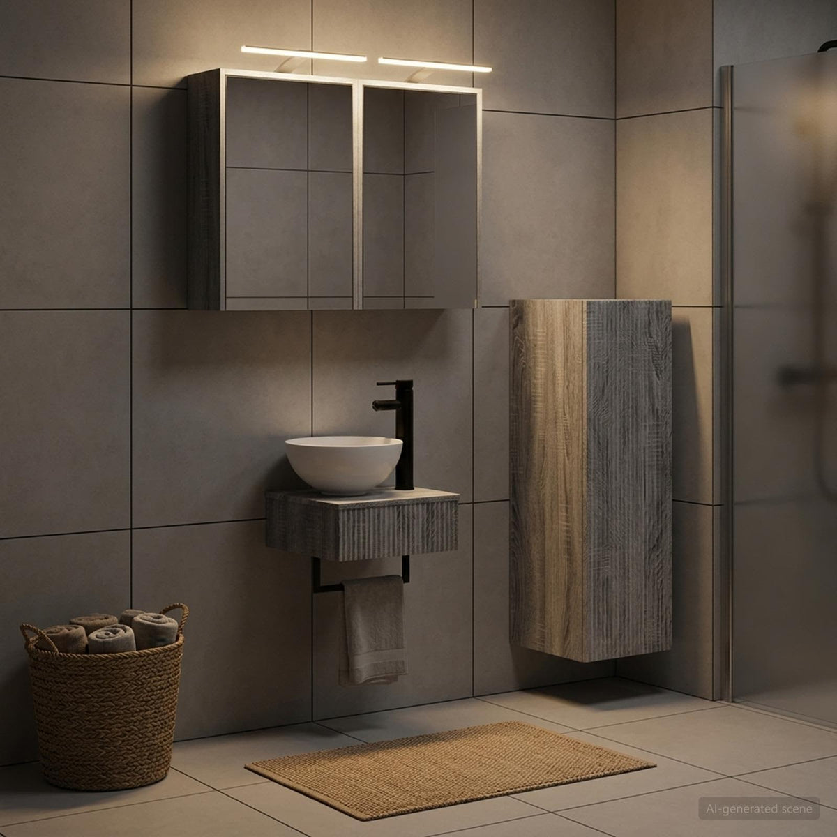 vidaXL Bathroom Cabinet Set 4 pcs Grey Sonoma Engineered Wood