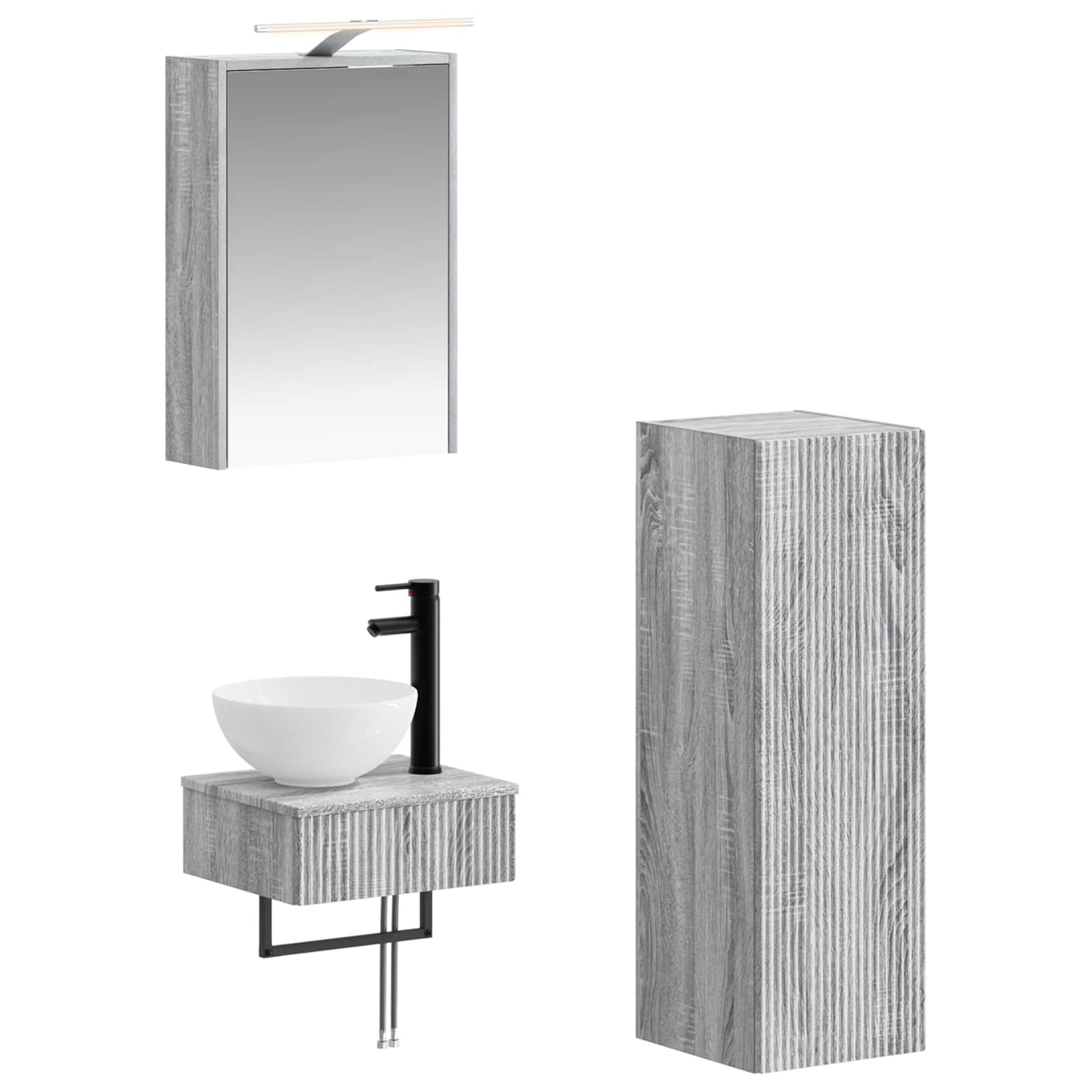 vidaXL Bathroom Cabinet Set 4 pcs Grey Sonoma 43 x 16 x 62.5 cm