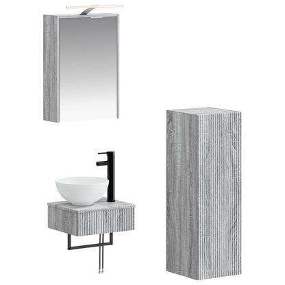 vidaXL Bathroom Cabinet Set 4 pcs Grey Sonoma 43 x 16 x 62.5 cm