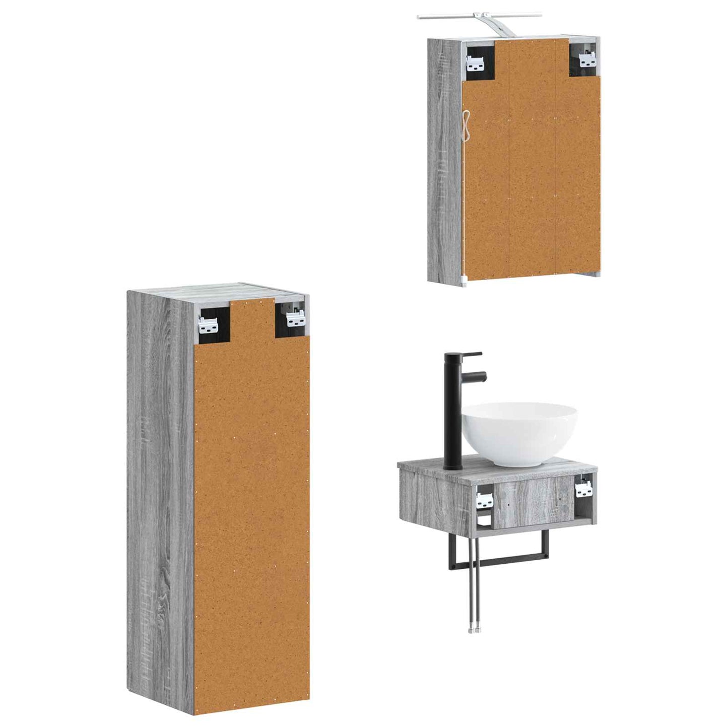 vidaXL Bathroom Cabinet Set 4 pcs Grey Sonoma 43 x 16 x 62.5 cm