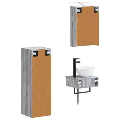 vidaXL Bathroom Cabinet Set 4 pcs Grey Sonoma 43 x 16 x 62.5 cm