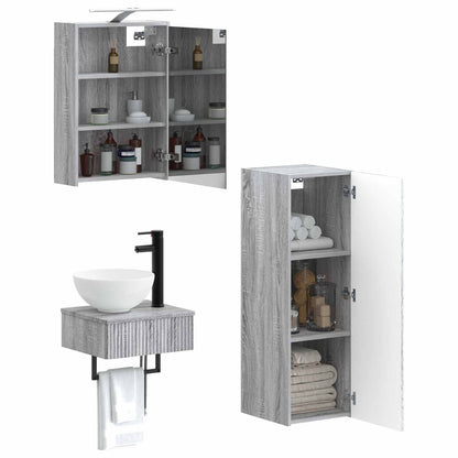 vidaXL Bathroom Cabinet Set 4 pcs Grey Sonoma 43 x 16 x 62.5 cm