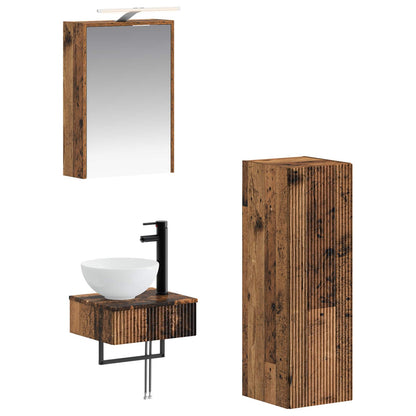 vidaXL Bathroom Cabinet Set 4 pcs Old Wood 43 x 16 x 62.5 cm