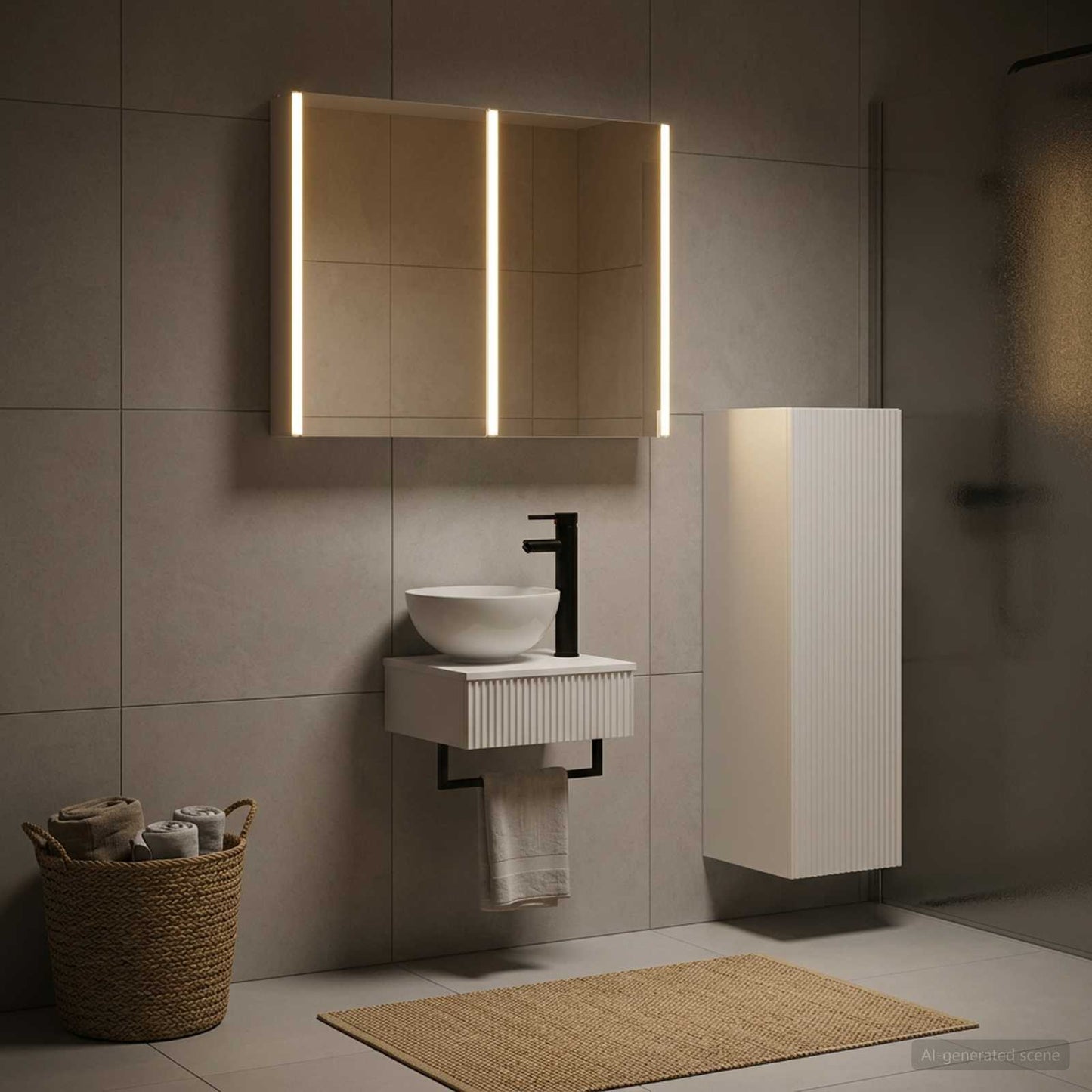vidaXL Bathroom Cabinet Set 4 pcs White Engineered Wood