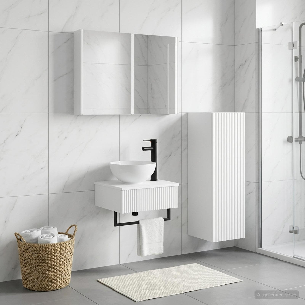 vidaXL Bathroom Cabinet Set 4 pcs White Engineered Wood