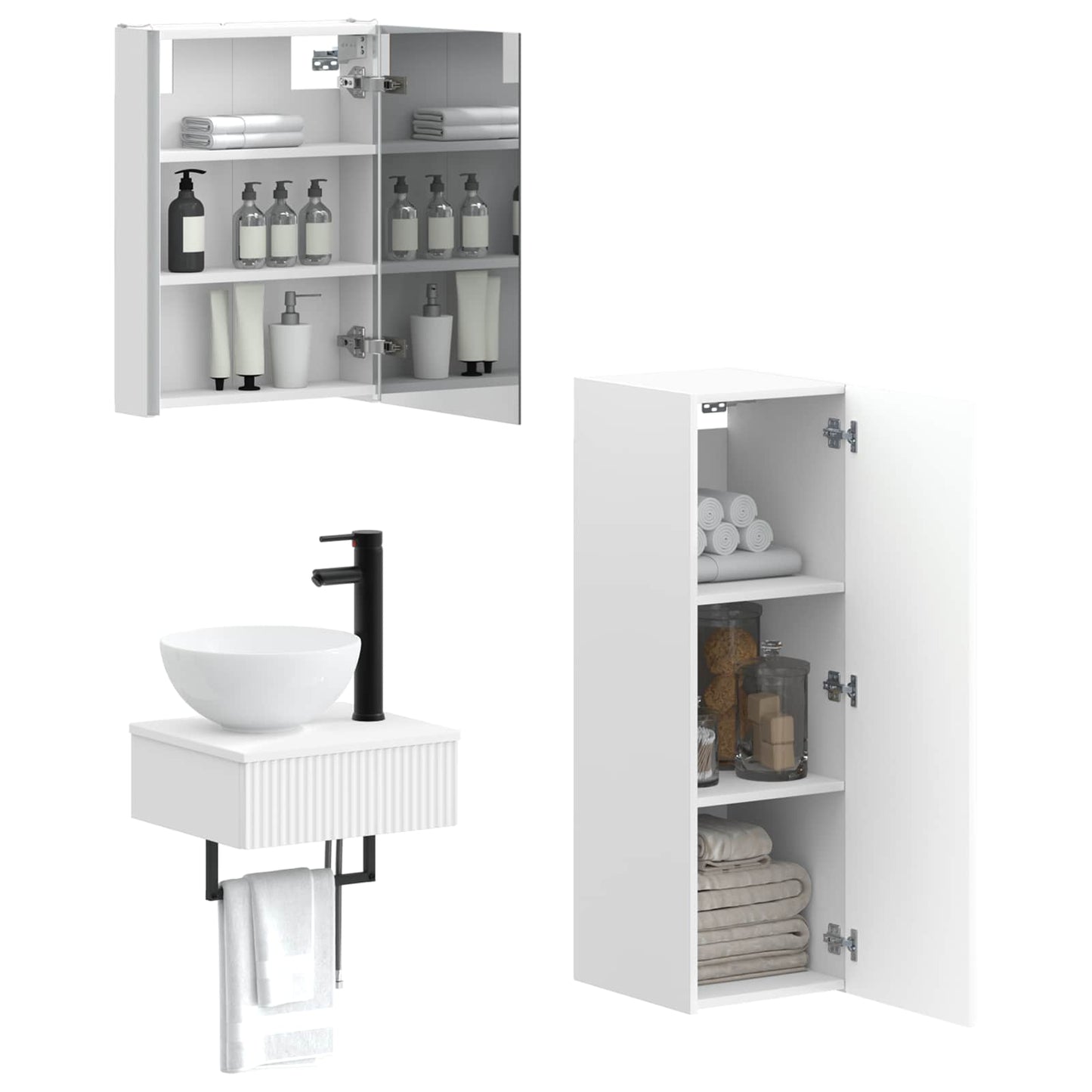 vidaXL Bathroom Cabinet Set 4 pcs White 43 x 11.5 x 60.5 cm
