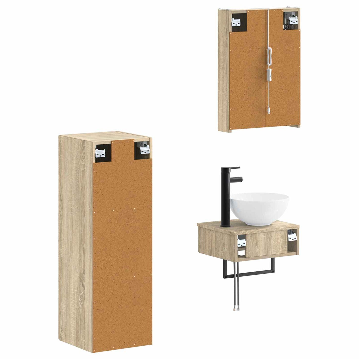 vidaXL Bathroom Cabinet Set 4 pcs Sonoma Oak 43 x 11.5 x 60.5 cm