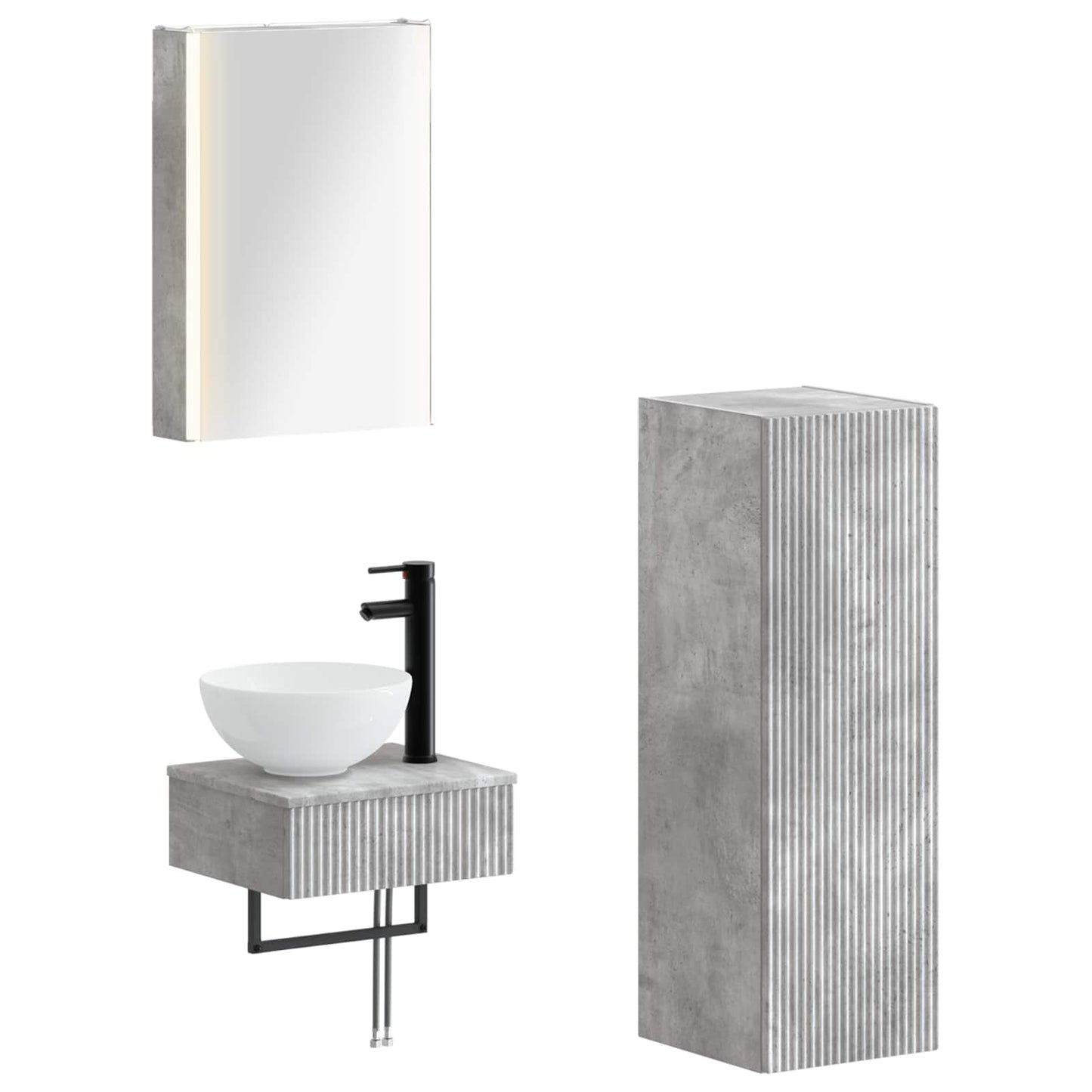 vidaXL Bathroom Cabinet Set 4 pcs Concrete Grey 43 x 11.5 x 60.5 cm