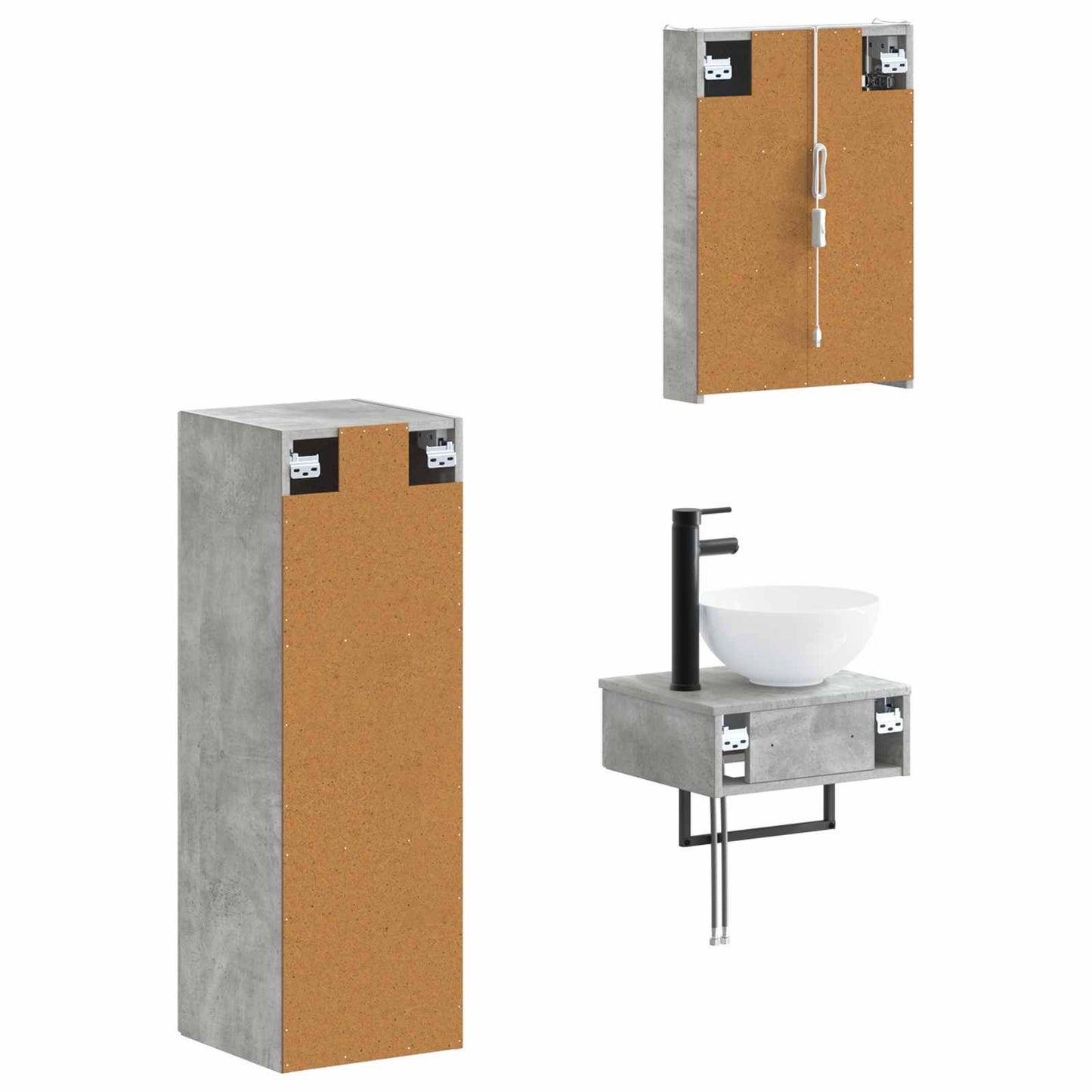 vidaXL Bathroom Cabinet Set 4 pcs Concrete Grey 43 x 11.5 x 60.5 cm