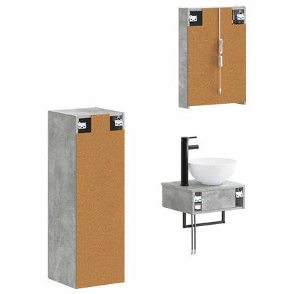 vidaXL Bathroom Cabinet Set 4 pcs Concrete Grey 43 x 11.5 x 60.5 cm