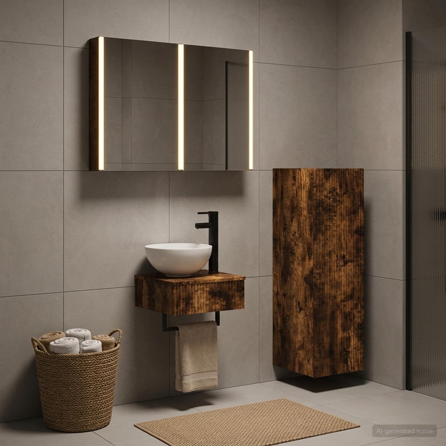 vidaXL Bathroom Cabinet Set 4 pcs Smoked Oak Engineered Wood