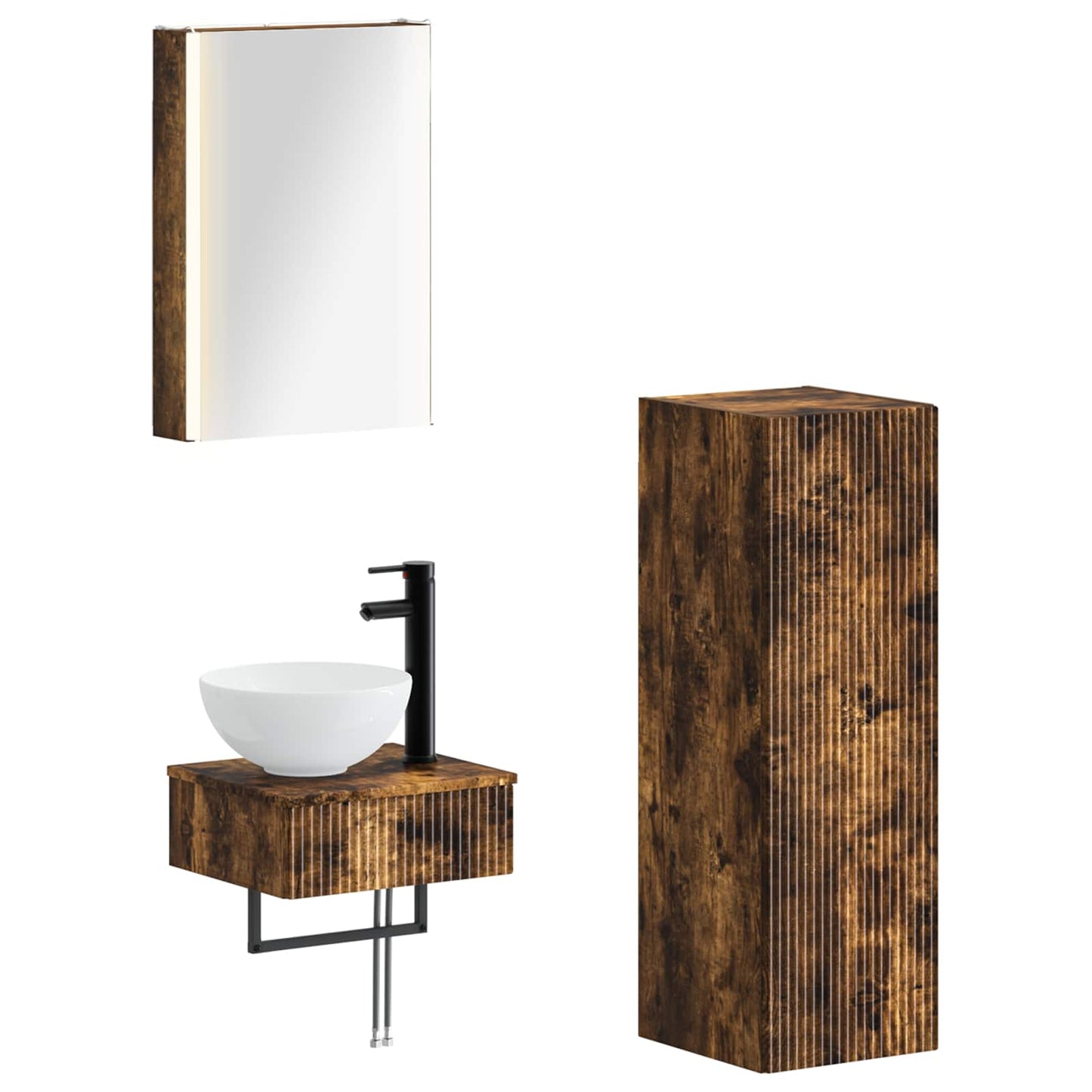 vidaXL Bathroom Cabinet Set 4 pcs Smoked Oak 43 x 11.5 x 60.5 cm