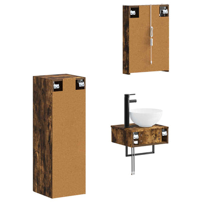 vidaXL Bathroom Cabinet Set 4 pcs Smoked Oak 43 x 11.5 x 60.5 cm