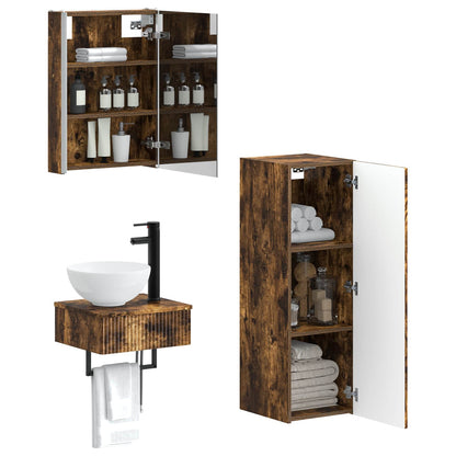 vidaXL Bathroom Cabinet Set 4 pcs Smoked Oak 43 x 11.5 x 60.5 cm