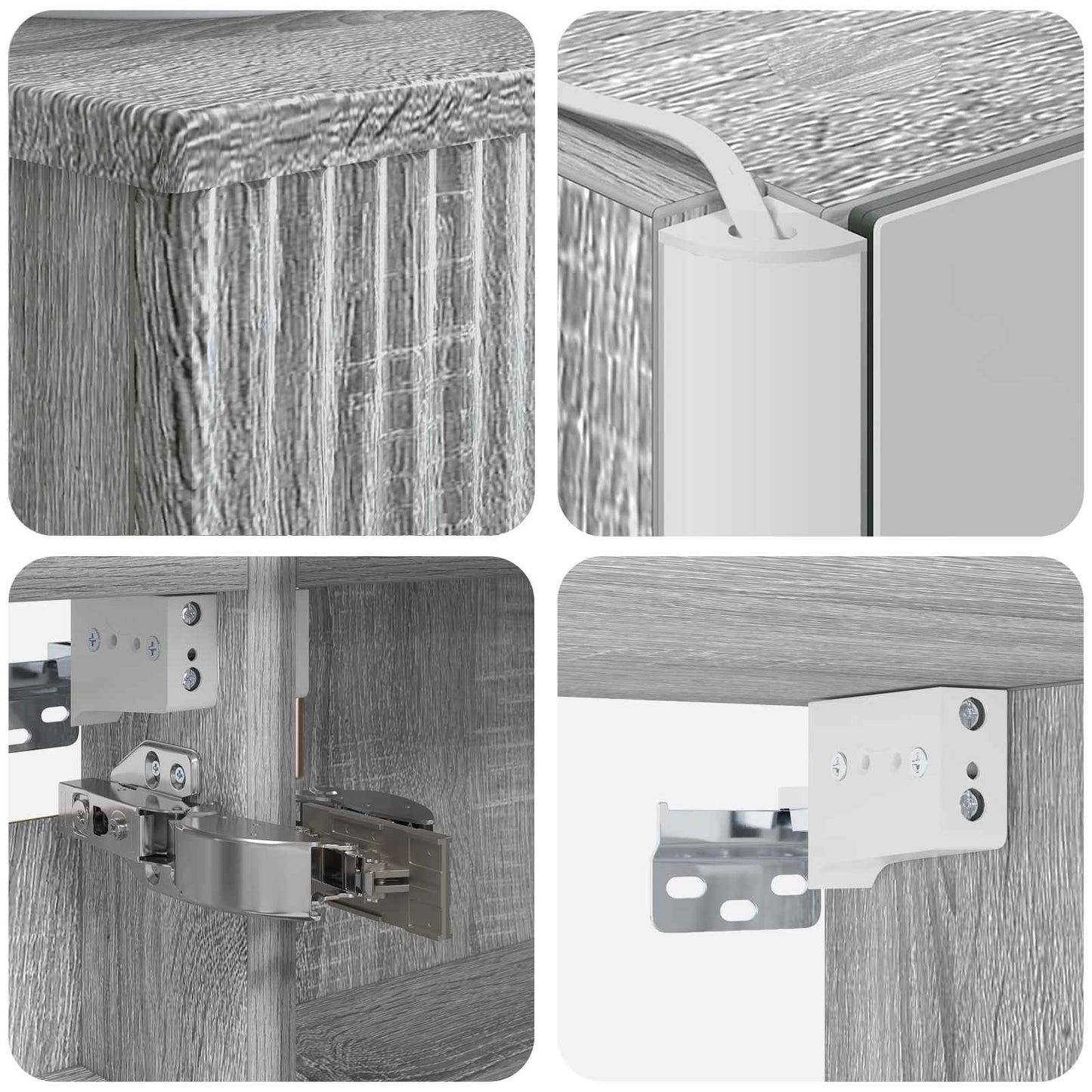 vidaXL Bathroom Cabinet Set 4 pcs Grey Sonoma 43 x 11.5 x 60.5 cm