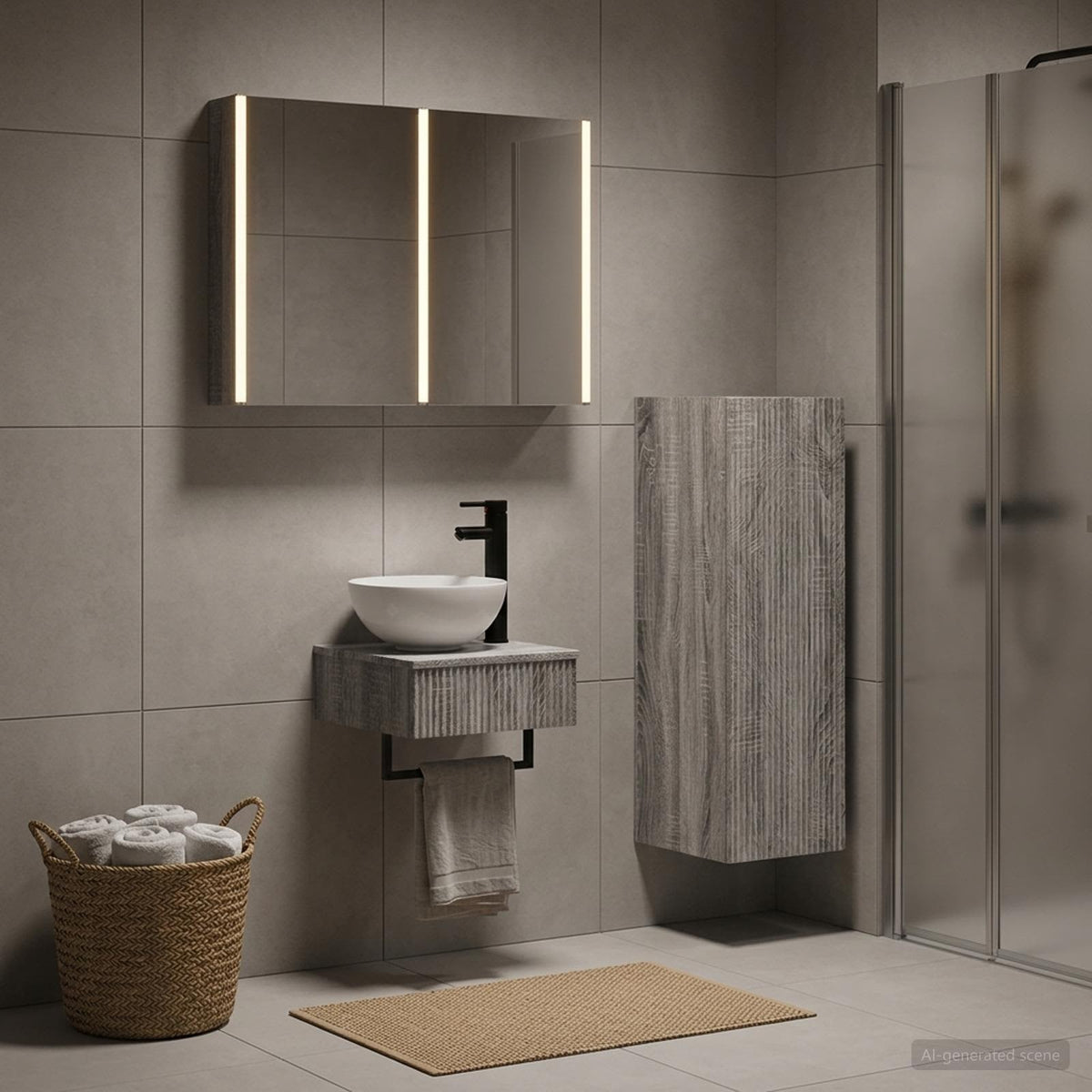 vidaXL Bathroom Cabinet Set 4 pcs Grey Sonoma Engineered Wood