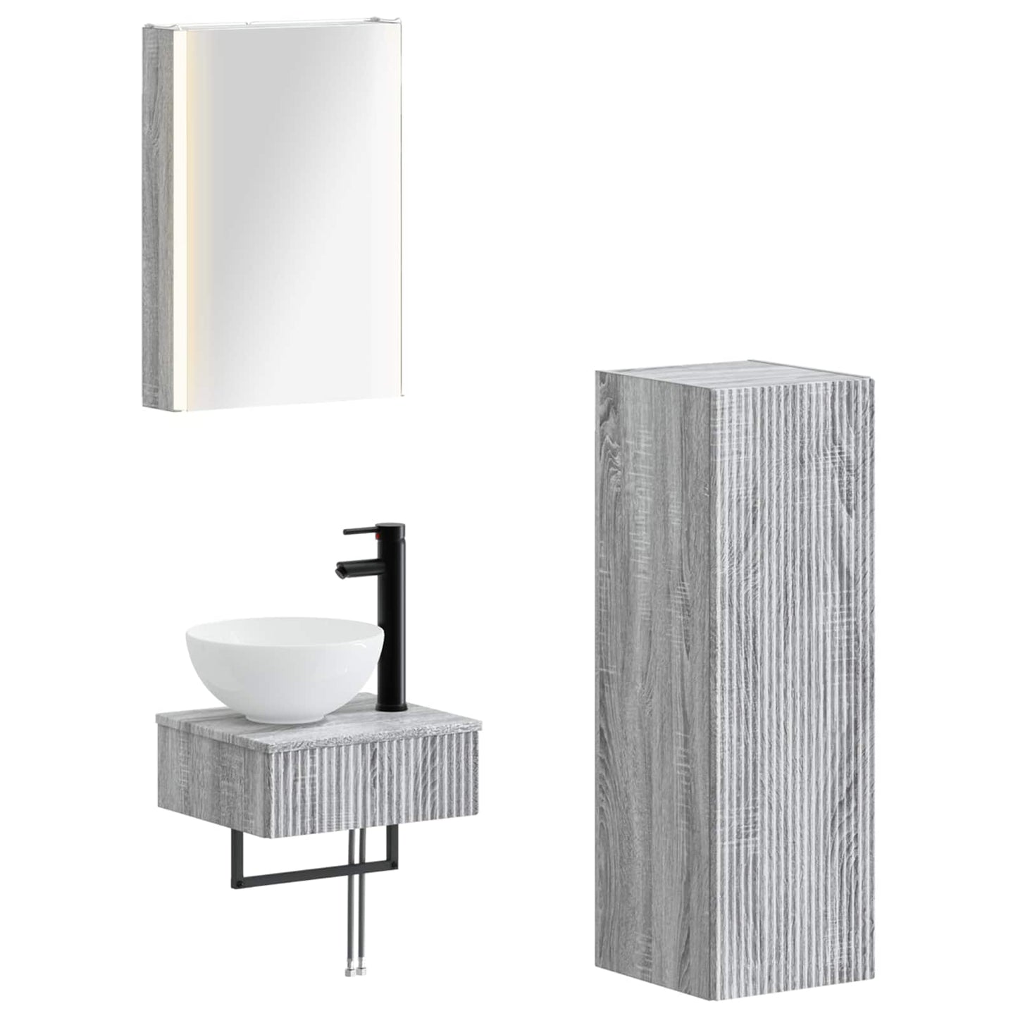vidaXL Bathroom Cabinet Set 4 pcs Grey Sonoma 43 x 11.5 x 60.5 cm
