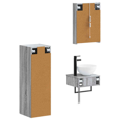 vidaXL Bathroom Cabinet Set 4 pcs Grey Sonoma 43 x 11.5 x 60.5 cm