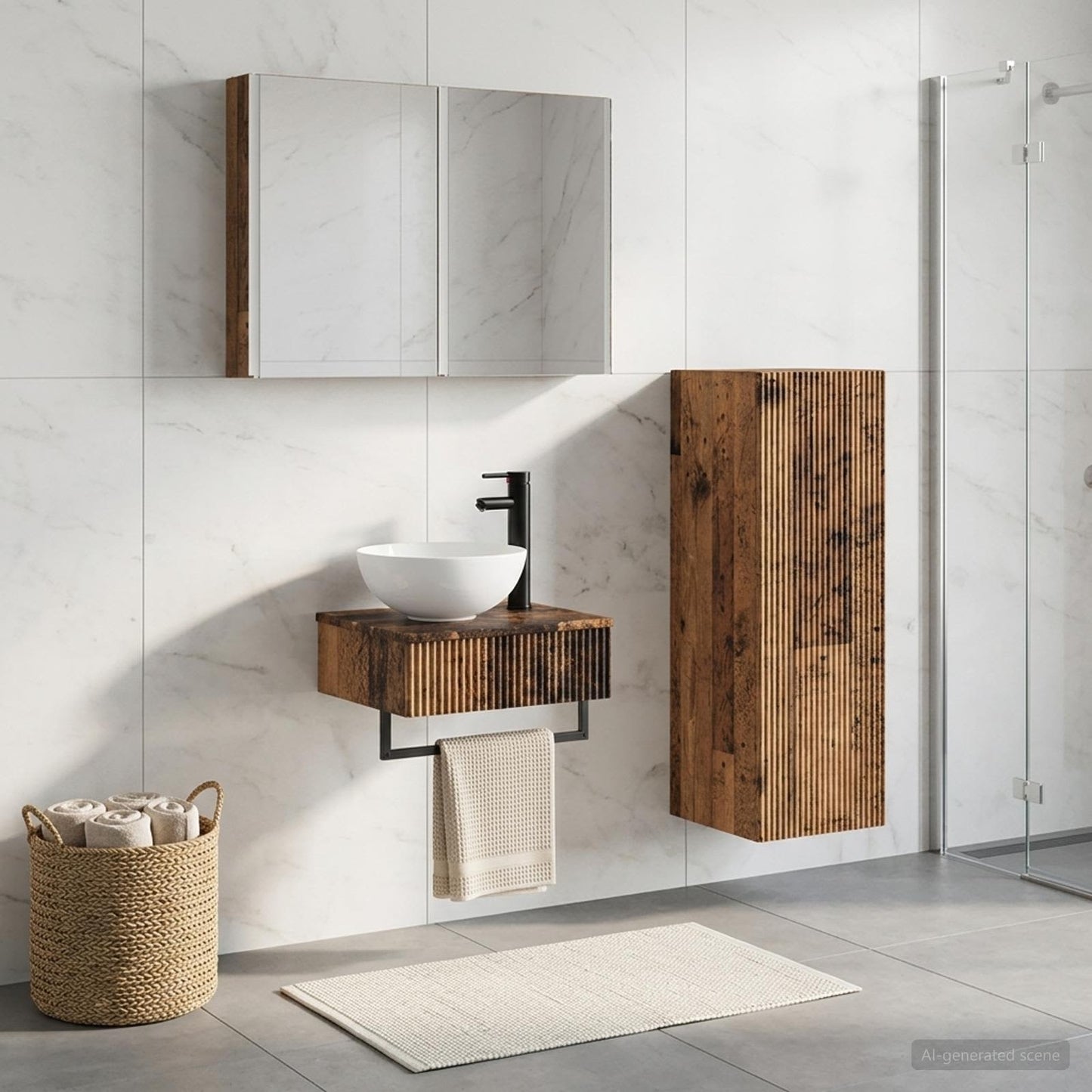 vidaXL Bathroom Cabinet Set 4 pcs Old Wood Engineered Wood