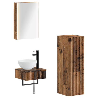 vidaXL Bathroom Cabinet Set 4 pcs Old Wood 43 x 11.5 x 60.5 cm