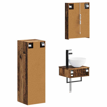 vidaXL Bathroom Cabinet Set 4 pcs Old Wood 43 x 11.5 x 60.5 cm