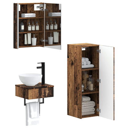vidaXL Bathroom Cabinet Set 4 pcs Old Wood 43 x 11.5 x 60.5 cm