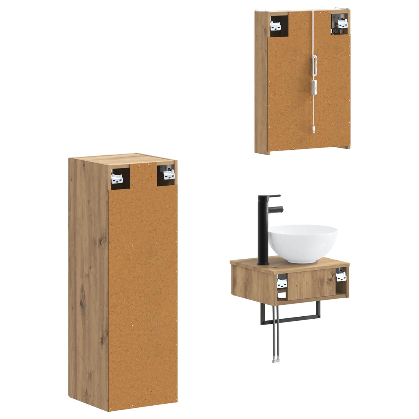 vidaXL Bathroom Cabinet Set 4 pcs Artisan Oak 43 x 11.5 x 60.5 cm