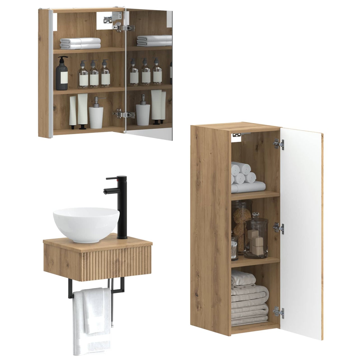 vidaXL Bathroom Cabinet Set 4 pcs Artisan Oak 43 x 11.5 x 60.5 cm