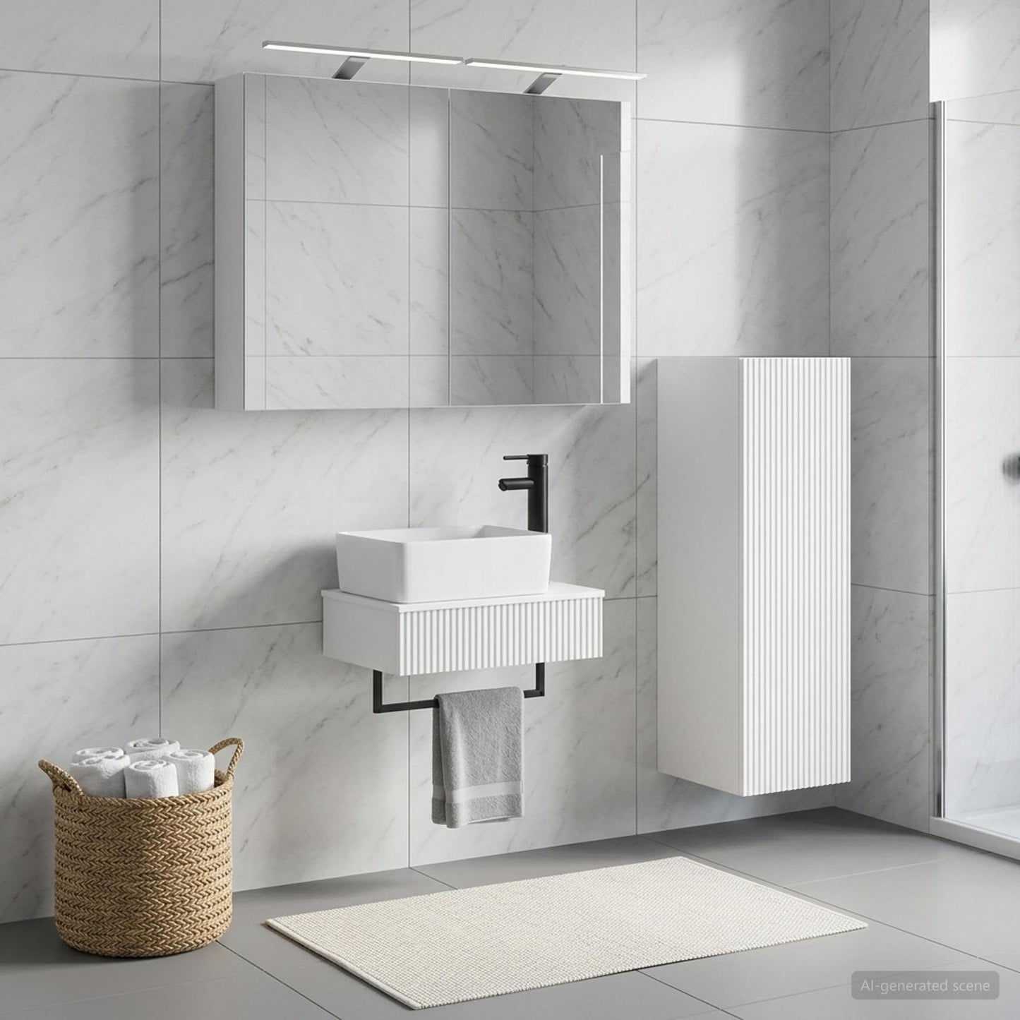 vidaXL Bathroom Cabinet Set 4 pcs White Engineered Wood