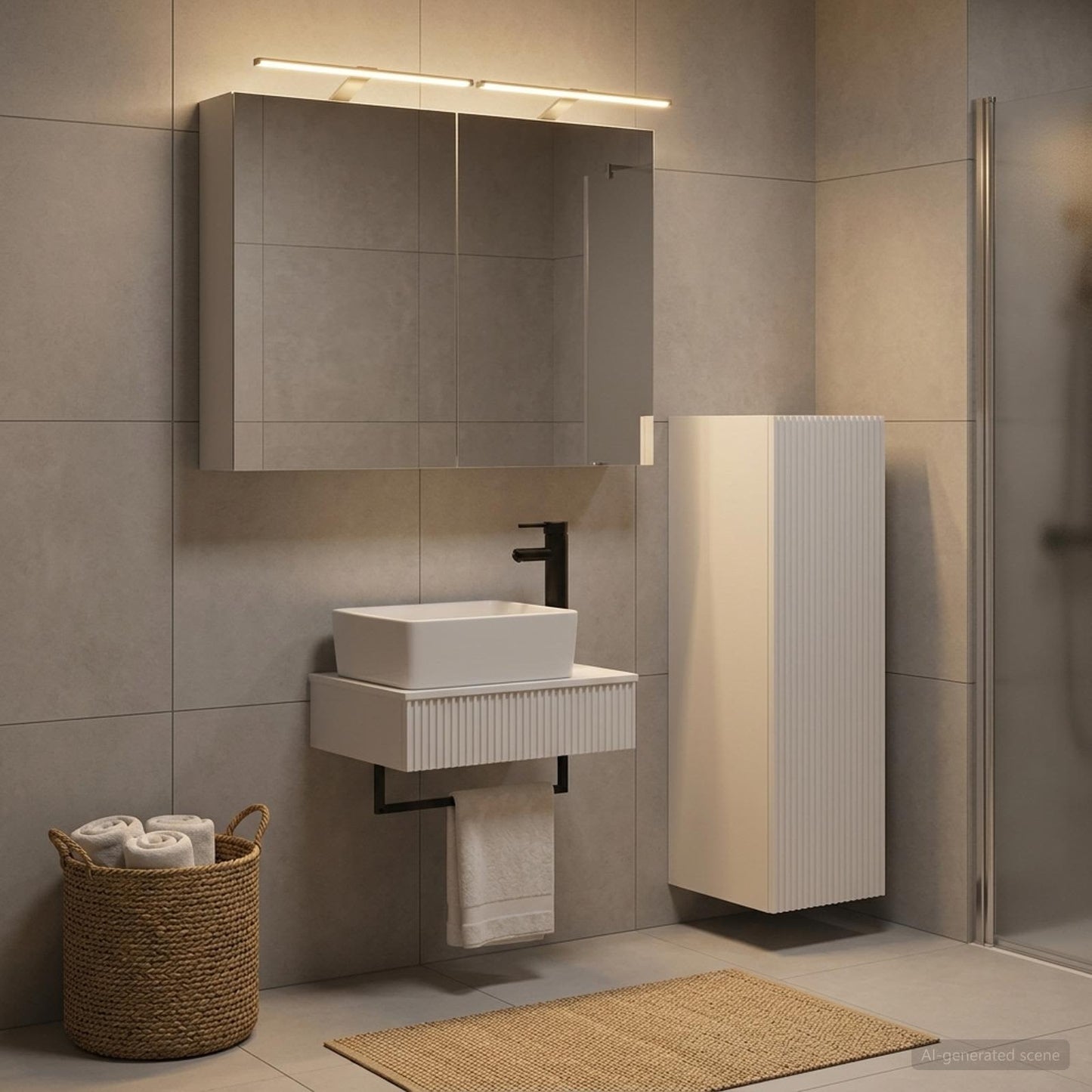 vidaXL Bathroom Cabinet Set 4 pcs White Engineered Wood
