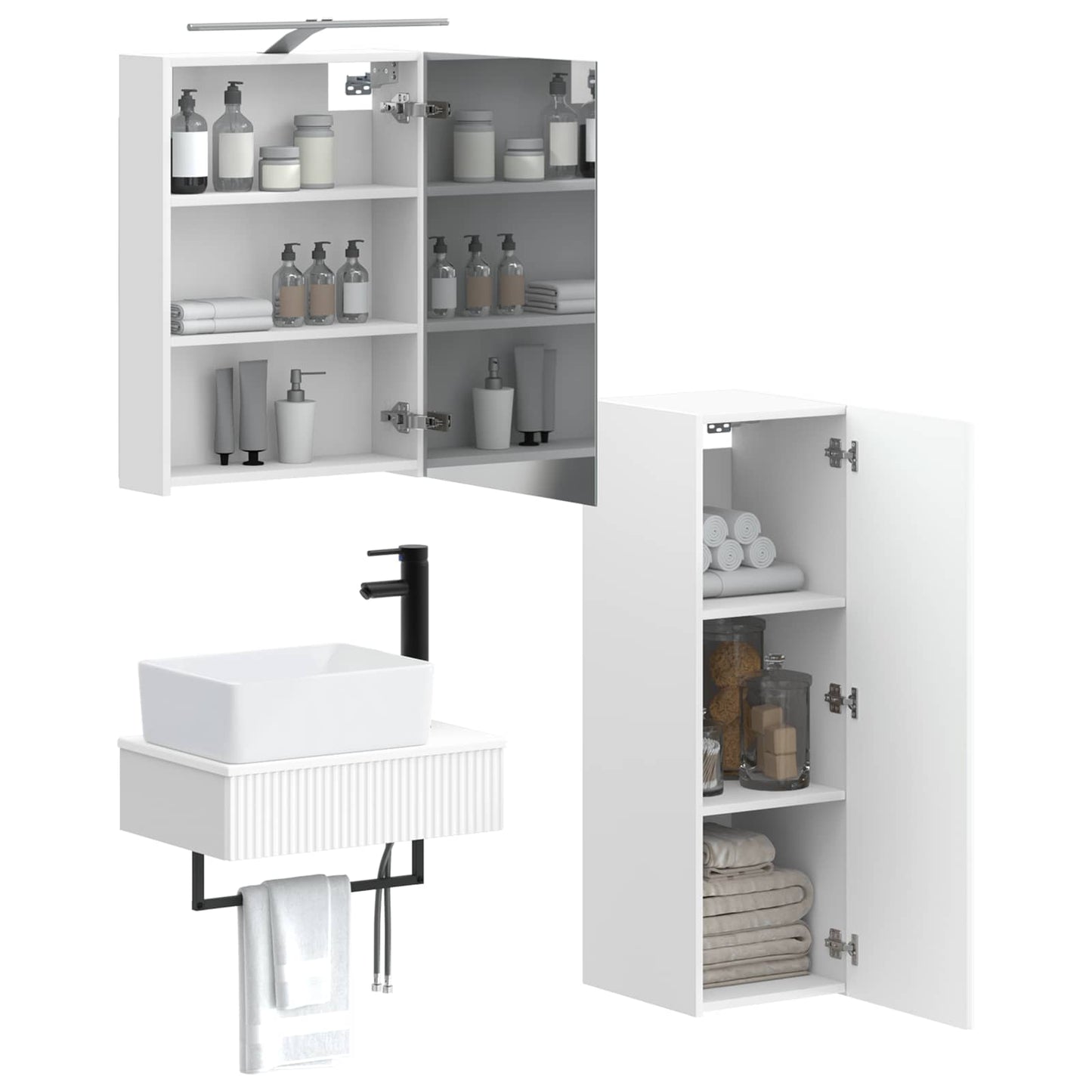 vidaXL Bathroom Cabinet Set 4 pcs White 50 x 14.5 x 70 cm
