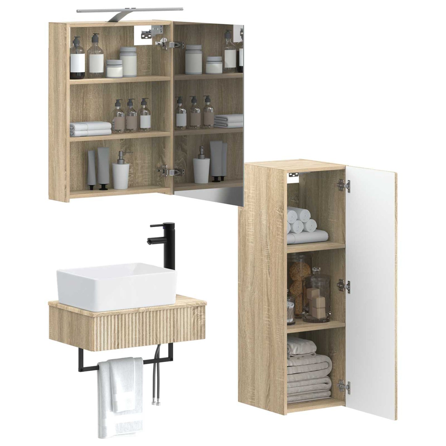 vidaXL Bathroom Cabinet Set 4 pcs Sonoma Oak 50 x 14.5 x 70 cm