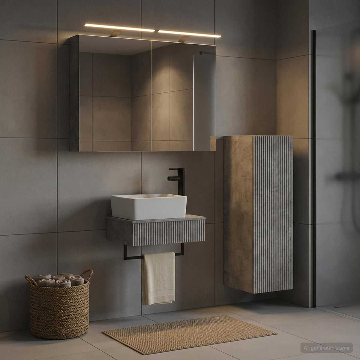 vidaXL Bathroom Cabinet Set 4 pcs Concrete Grey Engineered Wood