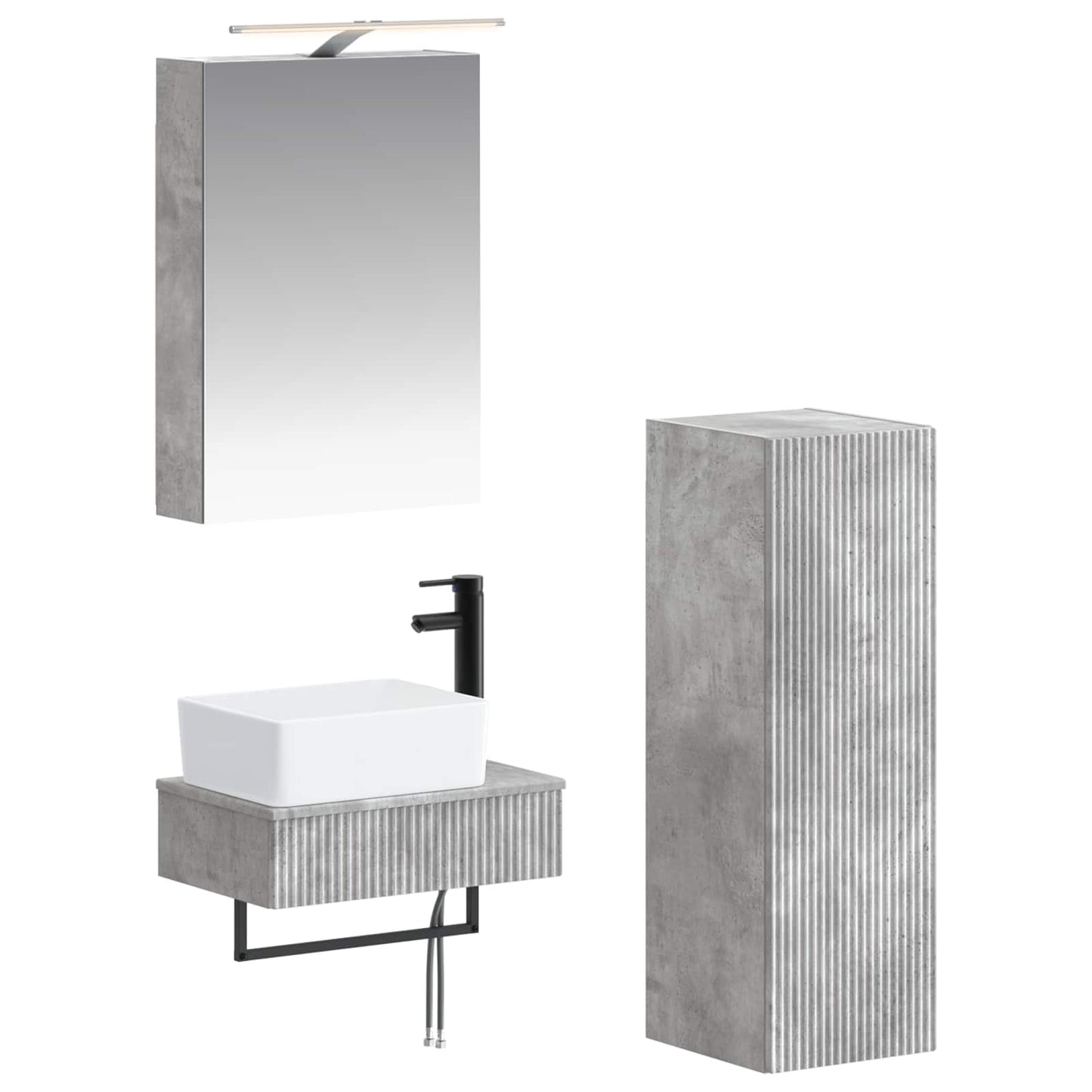 vidaXL Bathroom Cabinet Set 4 pcs Concrete Grey 50 x 14.5 x 70 cm