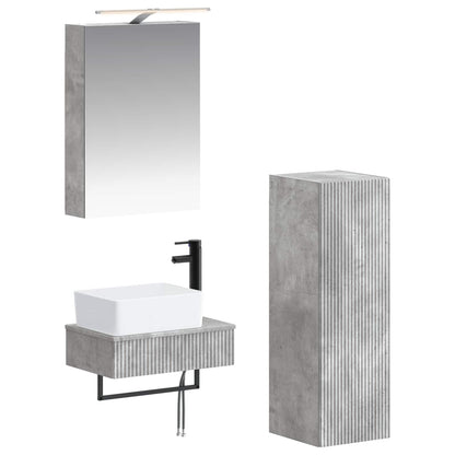 vidaXL Bathroom Cabinet Set 4 pcs Concrete Grey 50 x 14.5 x 70 cm