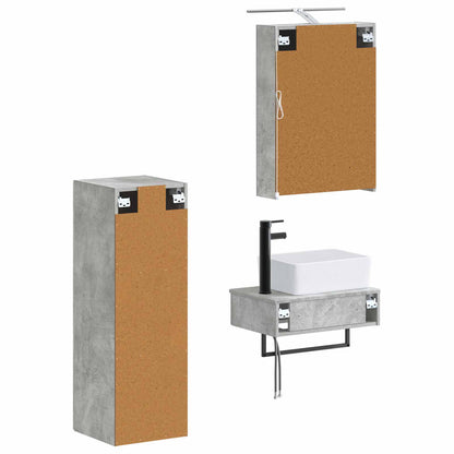 vidaXL Bathroom Cabinet Set 4 pcs Concrete Grey 50 x 14.5 x 70 cm