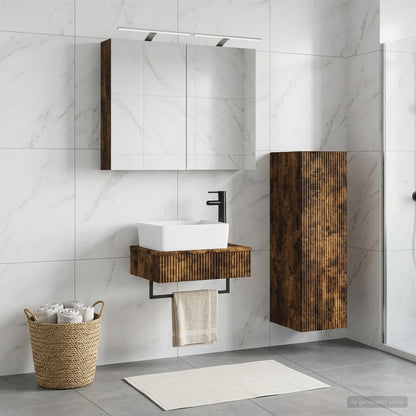 vidaXL Bathroom Cabinet Set 4 pcs Smoked Oak Engineered Wood