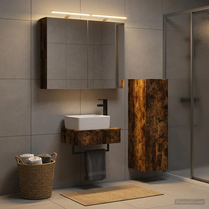 vidaXL Bathroom Cabinet Set 4 pcs Smoked Oak Engineered Wood