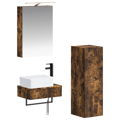 vidaXL Bathroom Cabinet Set 4 pcs Smoked Oak 50 x 14.5 x 70 cm