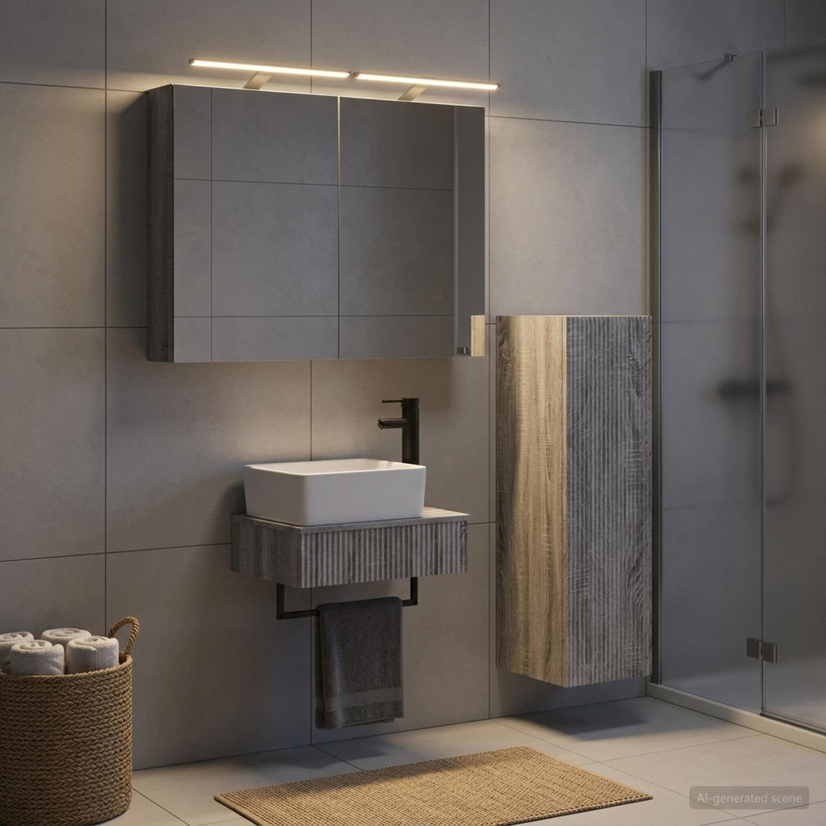 vidaXL Bathroom Cabinet Set 4 pcs Grey Sonoma Engineered Wood