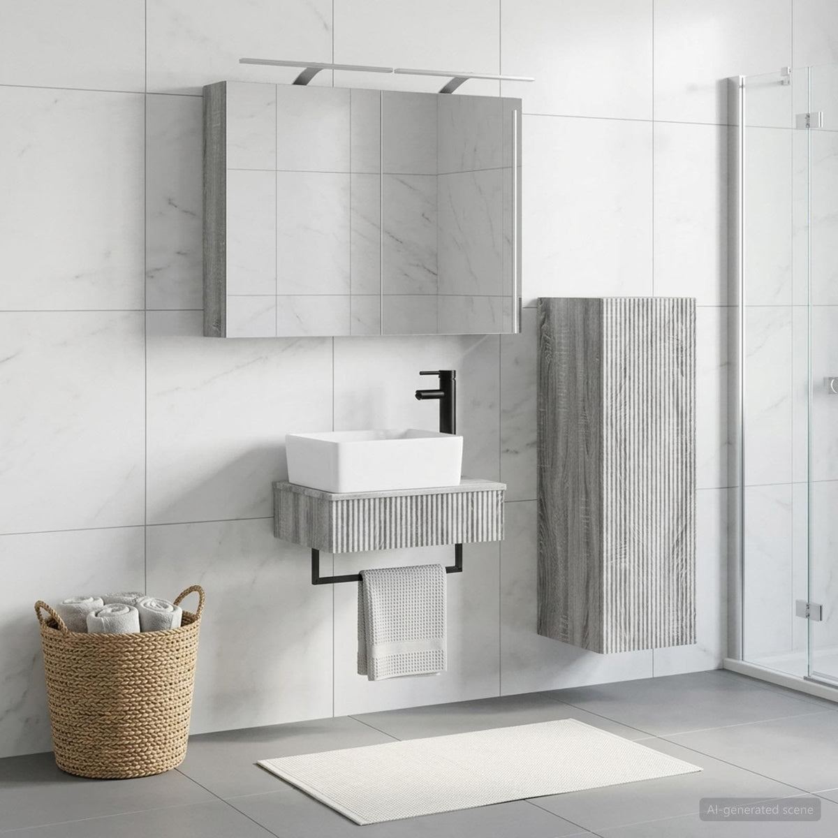 vidaXL Bathroom Cabinet Set 4 pcs Grey Sonoma Engineered Wood