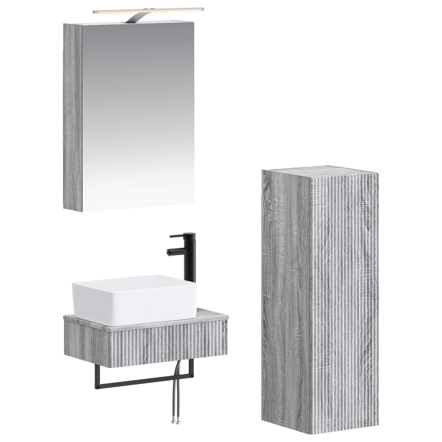 vidaXL Bathroom Cabinet Set 4 pcs Grey Sonoma 50 x 14.5 x 70 cm