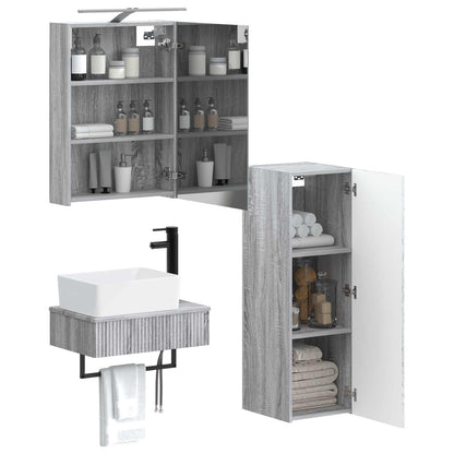 vidaXL Bathroom Cabinet Set 4 pcs Grey Sonoma 50 x 14.5 x 70 cm